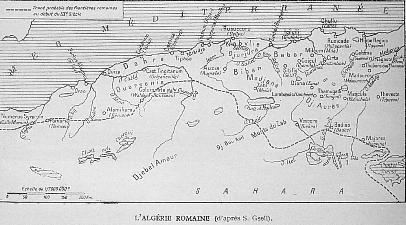 L'ALGERIE ROMAINE (d'après S. Gsell). Cliquer pour voir l' image en haute résolution.