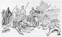 LA MORT DU SERGENT BLANDAN, d'après un croquis de Raffet, cul-de-lampe.