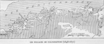 LES VILLAGES DE COLONISATION (1848-1851). Cliquez dessus pour une meilleure dfinition (200Ko)